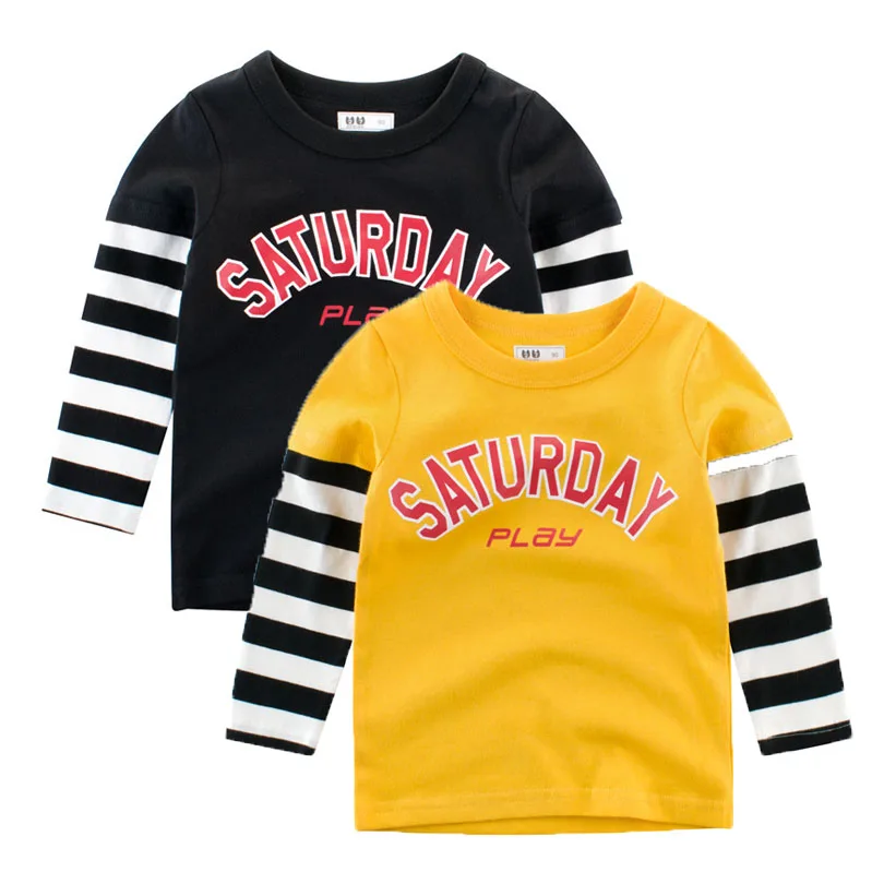 

Spring Autumn Shirt Boys Girls Kids Clothing Striped T-shirts for Boy Cotton Long Sleeve T Shirts Stripes Letter Tops 2-11Y