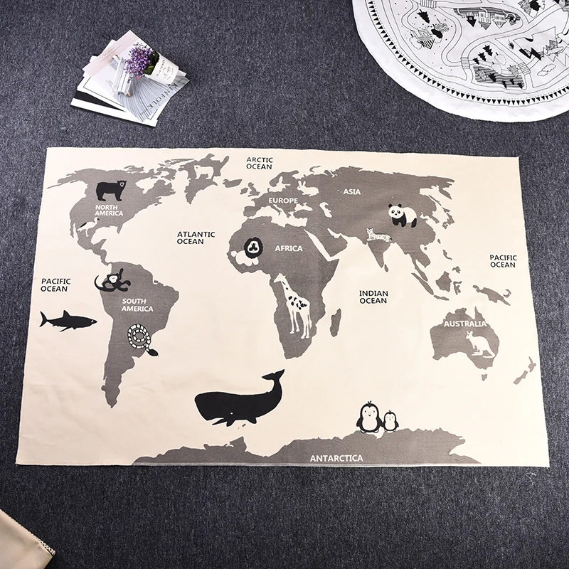 Новорожденный пол ползающий одеяло карта мира узор одеяло s Детский пол Приключения гоночные игры ковер