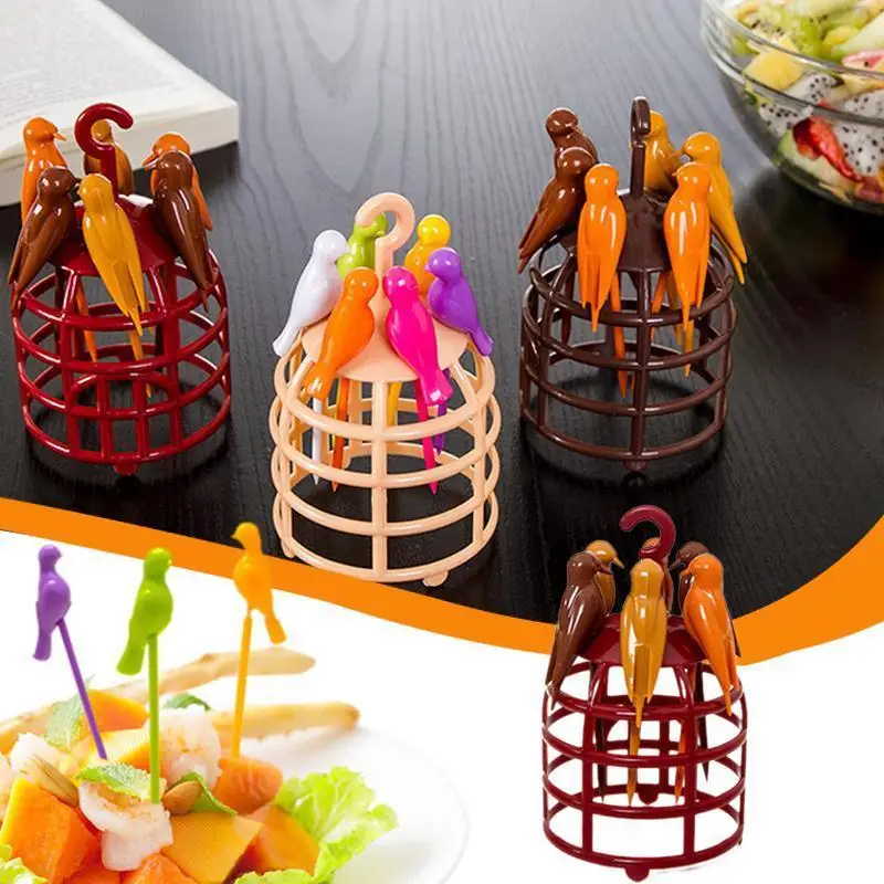 2Set Creative Birdcage Toothpick Bird Design Toothpick with Birdcage