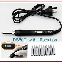 CXGDS60T 60 Вт/220 В Highend цифровой Nc термостатическая пайка lron электронный сварочный инструмент Электрическая пайка с 10 шт. железных наконечников
