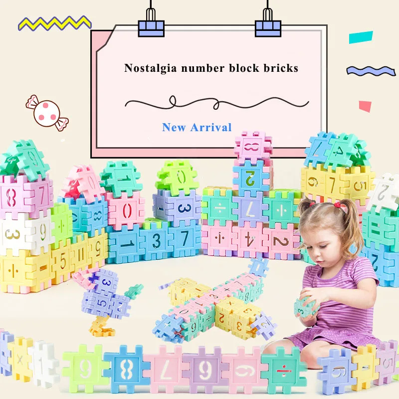 48 шт., теплые цветные цифровые развивающие строительные блоки, сборочные DIY креативные Наборы кубиков, развивающие игрушки для детей