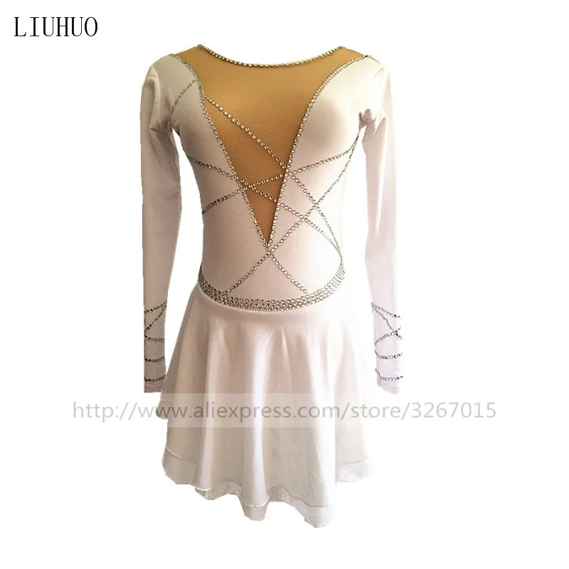 High-end customization Figure Skating Dress Women's Girls' Ice Skating Dress Pure white high elastic spandex fabric Handmade