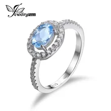 JewelryPalace Oval 1ct Natural Blue Topaz 925 Sterling Silver Ring Classic Engagement Wedding Rings For Women 2016 New Fashion