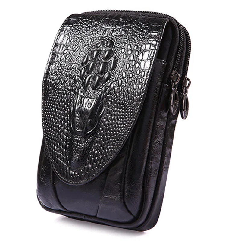 Мужской ремень из натуральной кожи под крокодила в стиле ретро|fanny pack|pocket hip beltwaist