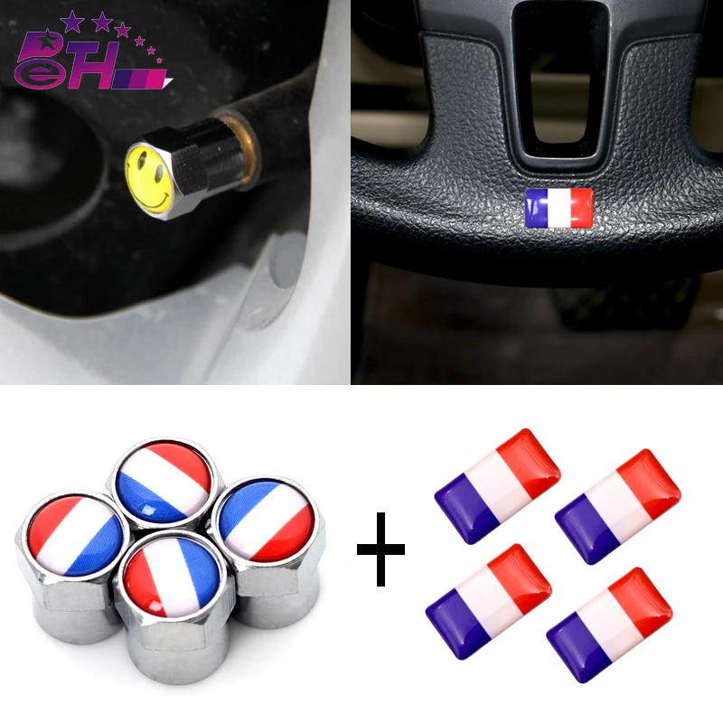 

Stainless steel Car Tire Wheel Valve car sticker France badge combination fit for citroen Peugeot renault opel car styling