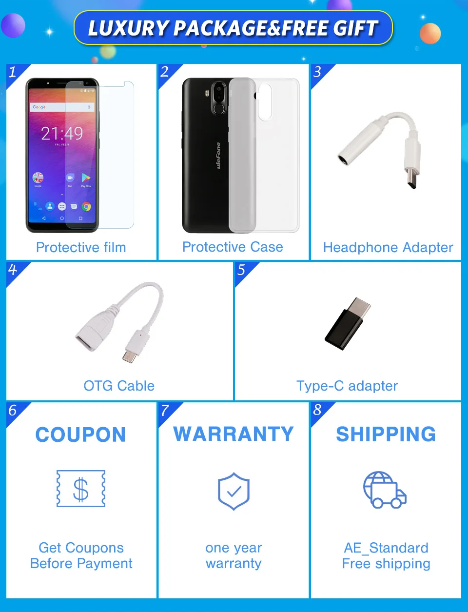 Ulefone POWER 3 3S 6350mAh 5V/3A MT6763 Octa Core Face ID SmartPhone 6.0