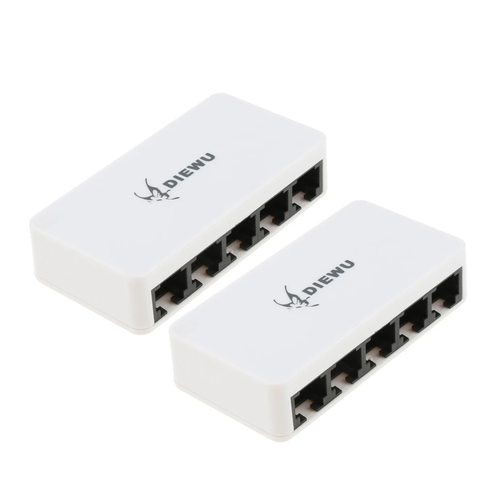 2Pcs 10/100M 5Port Micro USB Power Supply Fast Ethernet RJ45 Network Switch