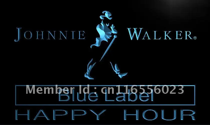LA636- Johnnie Walker Blue Label Happy Hour неоновая вывеска для домашнего декора | Дом и сад
