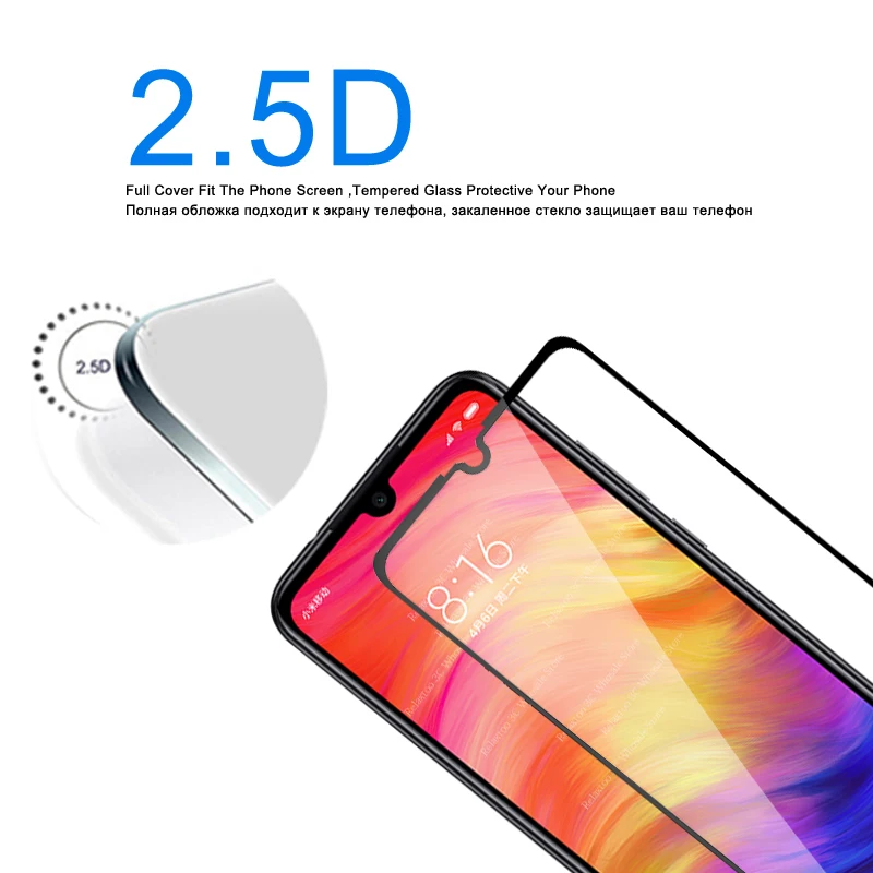 3D стекло Redmi Note 7 Защитное для экрана Xiaomi покрытие xiomi xaomi Note7 Закаленное