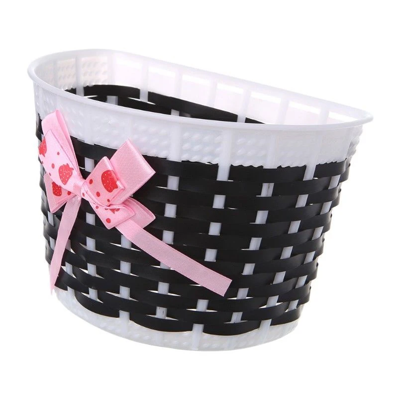 Cheap Bicycle Scooter Basket Children Bike Plastic Knitted Bow Knot Front Handmade Bag 5