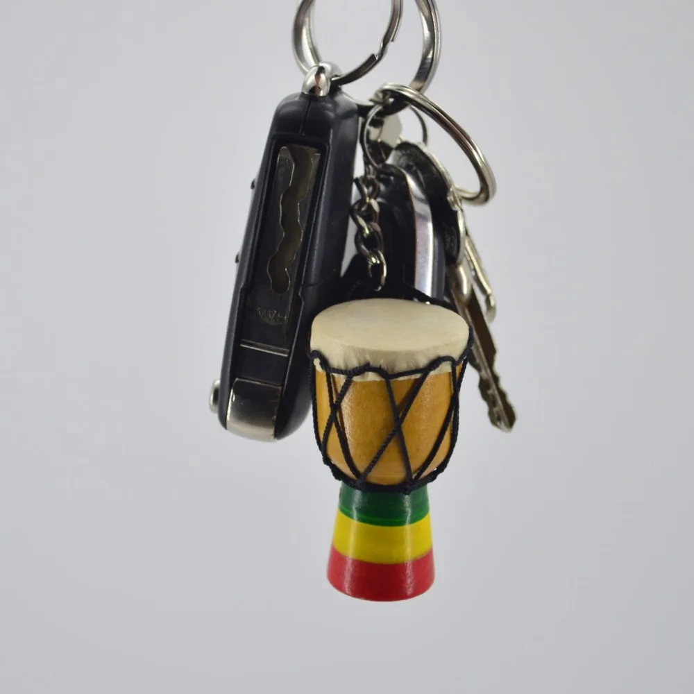 Африканский барабан цепочка для ключей Музыкальные инструменты брелки для ключей, смешанные цвета
