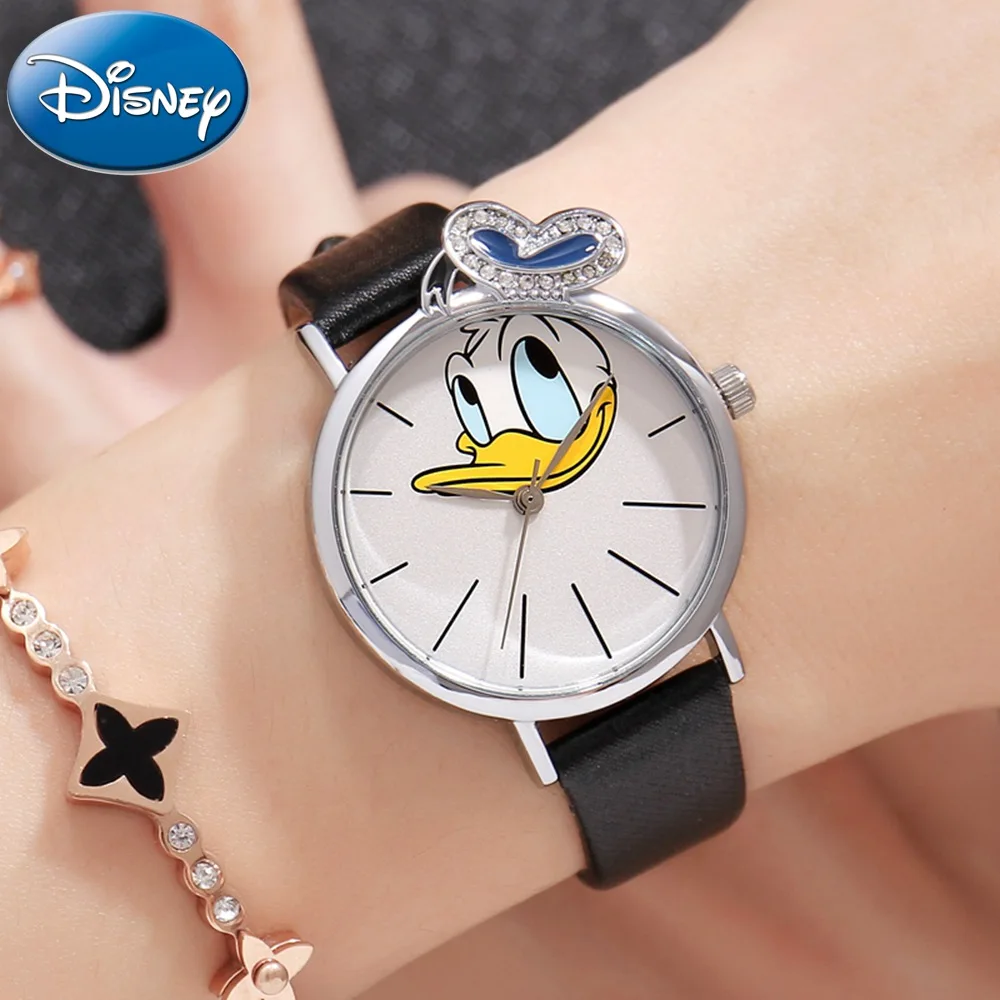 

Donald Duck Women Quartz Waterproof Watch Girls Leather Strap Buckle Steel Fashion Watches Disney Original Design New Clock Time