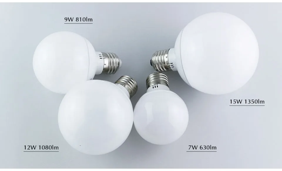 1Pcs New 360 Degree LED Bulb Lamps E27 Globe Bulbs 7W 9W 12W 15W Ball Lighting 90-260v LED Pendant Wall Light  A60 A70 A80 A90 (16)