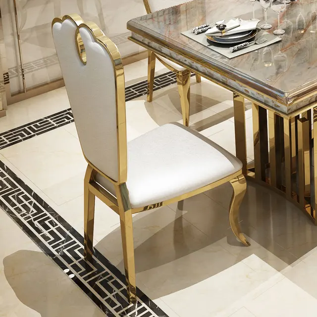 Rama Dymasty stainless steel Dining Room Set Home Furniture minimalist modern marble dining