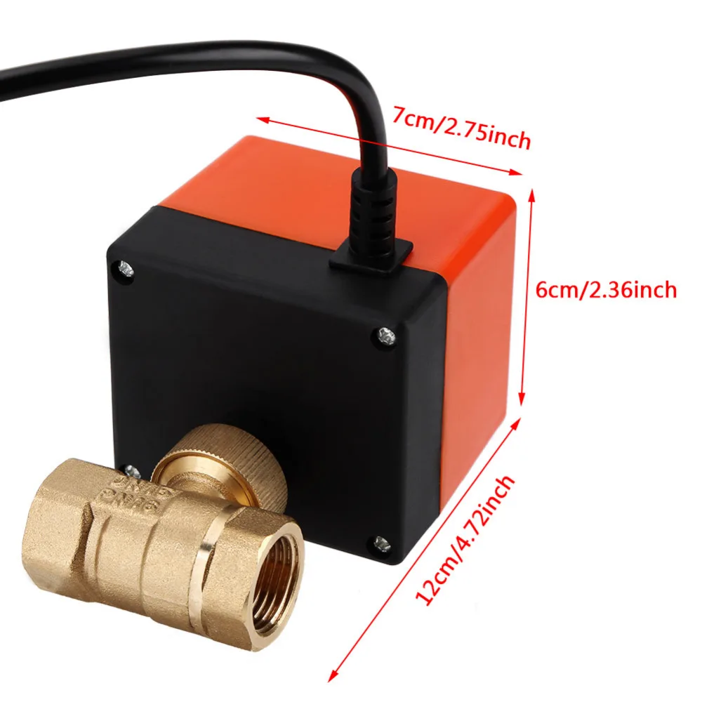Шаровой клапан AC 220V латунь Электрический моторизованный шаровой клапан 2 Way 3 провода 1.6Mpa нить DN15 DN25