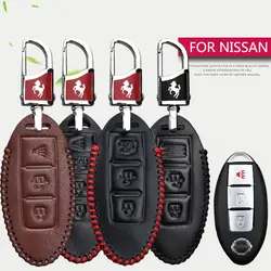 Ключа автомобиля чехол для Nissan Note Qashqai J11 J10 Micra Teana Tiida X-Trail T31 T32 из натуральной кожи кольцо для ключей основа аксессуары
