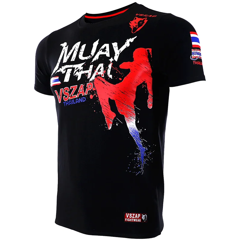 VSZAP Mma футболка с коротким рукавом из Джерси муай тай шорты для спортзала занятий