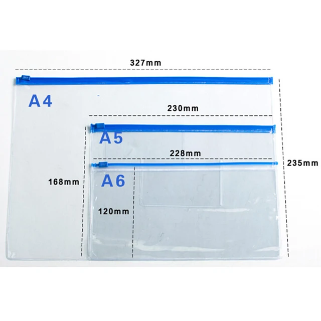 20pcs file bag stationery plastic bag translucent folder a4 a5 a6 size a5
