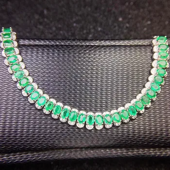 

Emeral chain bracelet Free shipping Natural real emerald 925 sterling silver 0.25ct*32pcs gemstone Fine jewelry #SL18062210