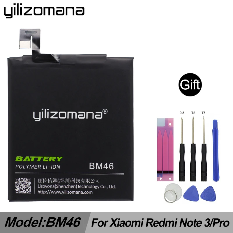 

YILIZOMANA Batteries For Xiaomi BM46 Battery For Xiaomi Redmi Note 3 Mi Note3 Pro 4000/4050mAh Mobile Phone +cable