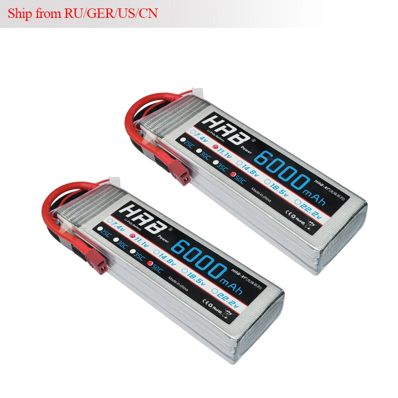 $84.06 2pcs HRB Liop 3s RC Battery 111V 6000mAh 50C100C for Traxxas XO1 FPV S500 RC Quadroopter Mod