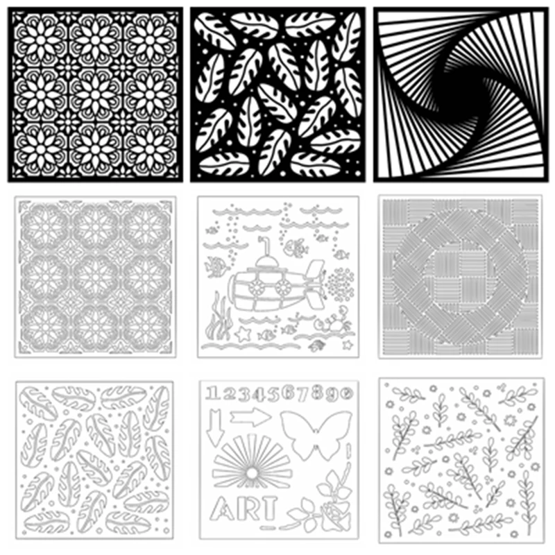 

Square Plastic Stencils for DIY Scrapbooking Photo Album Decorative Embossing Cards Making Craft Plastic Template Drawing Sheet