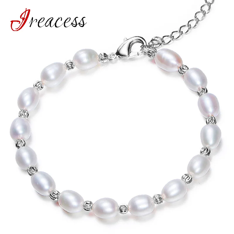 

New Fashion Women's Natural Freshwater Pearl Bracelet 100% Genuine Pearl Silver Rose Gold Bracelets & Bangles Jewelry For Women