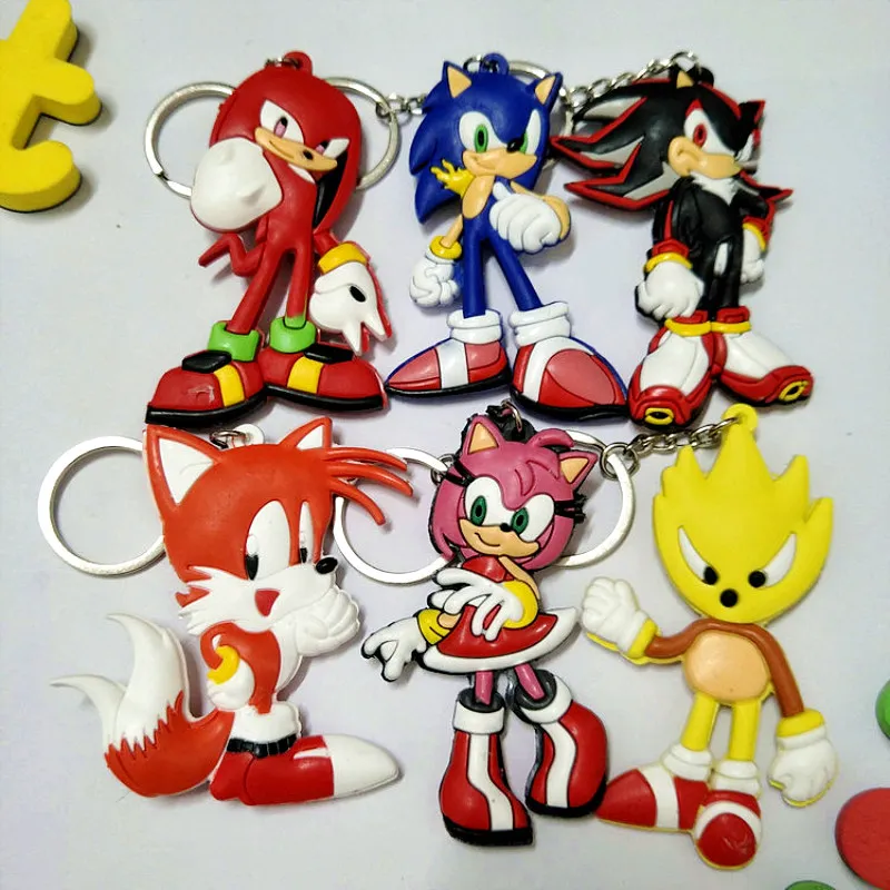 

Hot Sale Diy Handmade Pvc Keyfob Anime Cartoon Keychain Animal Keychain fox Cat Dog Llavero Backpack Pendant Sonic The Hedgehog