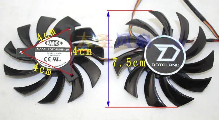 WHEE AGE08010B12H DC 12V 0.40A Dia. 75 мм C.T.C 39 5 проводной сервера выполненные