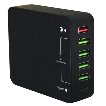 

Quick Charge 3.0 5-Port Usb Charger Type-C Smart Fast Charger Compatible For Iphone Xs/Xs Max/Xr And More(Us Plug)