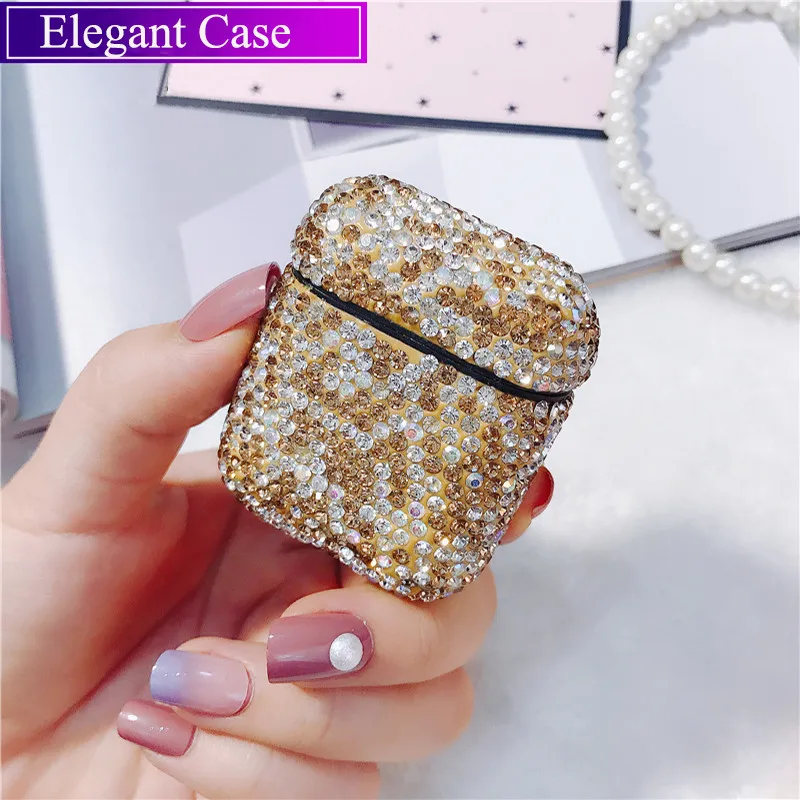 Bling стразы чехол для наушников Airpods 1 2 блестящий элегантный модный AirPods роскошный