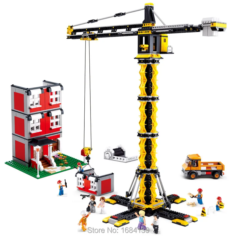 Model building kits city Engineering Super Large Tower cranes toys