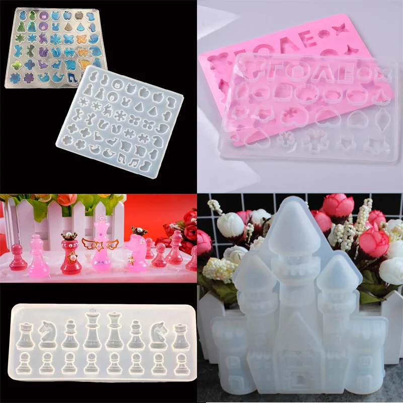 1PC Love Castle Chess Liquid Silicone Expoxy Mold Resin Jewelry Mold UV Pendant Jewelry Accessories Handcraft Earrings Tool