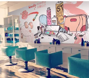 

Custom Size Photo Fashion hand-painted watercolor beauty wallpaper perfume shop Manicure store cosmetics shop wallpaper mural