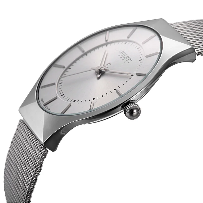 Prix pour Mode top marque de luxe julius montres hommes en acier inoxydable maille bracelet à quartz-montre ultra mince cadran horloge homme relogio masculino Prix pour Mode top marque de luxe julius montres hommes en acier inoxydable maille bracelet à quartz-montre ultra mince cadran horloge homme relogio masculino