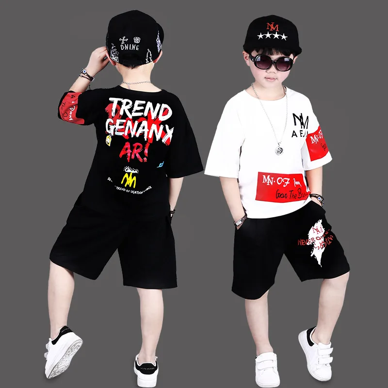

Summer Kids Children Sets 2018 New Styles, Summer Thunderbolt Hip-hop Dress, Big Boy, Pure Cotton Short Sleeved Suit.