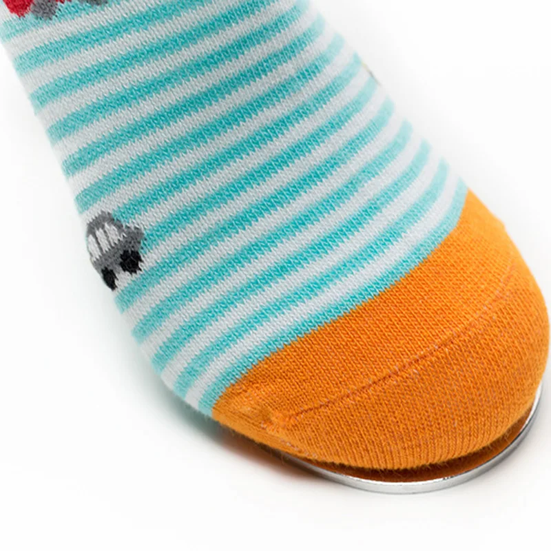 Striped cotton cartoon car children socks 5 pairs / lot 2-10 year kids socks baby boys girls kids socks