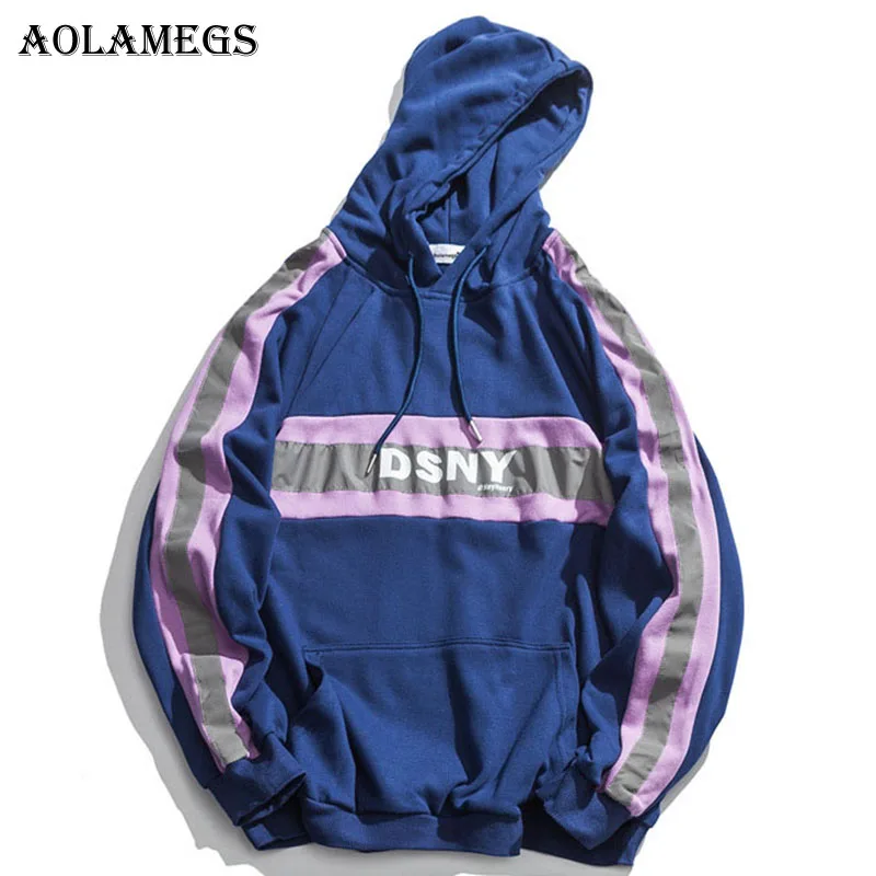 

Aolamegs Hoodies Men Reflective Printed Hooded Pullover Sweatshirt Men High Street Fashion Hip Hop Streetwear Hoodie Autumn