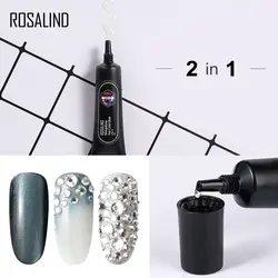ROSALIND 2 в 1 верхнее покрытие горный хрусталь гель для ногтей прочный клей для украшения со стразами для ногтей Полупостоянный Гель-лак УФ