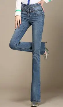 Новые женские джинсовые брюки высокой талии расклешенные джинсы Тонкий был тонкий плюс размер ковбойские штаны D1488 - Цвет: color 3