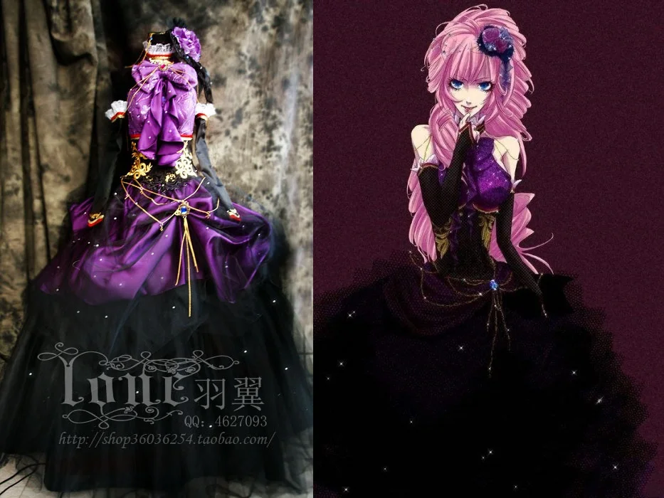 

Vocaloid Cosplay Costume Megurine Luka Cosplay Costume Gorgeous Gown Purple Fancy Dress Halloween Costumes for Women Customized