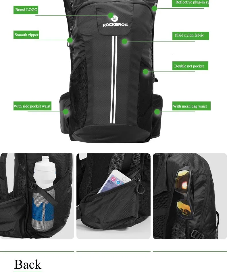 Top Rockbros Outdoor Sports Bicycle Backpack Ultralight Cycling Shoulders Storage Pack Climbing Travel Rucksack Nylon Bike Bag 16