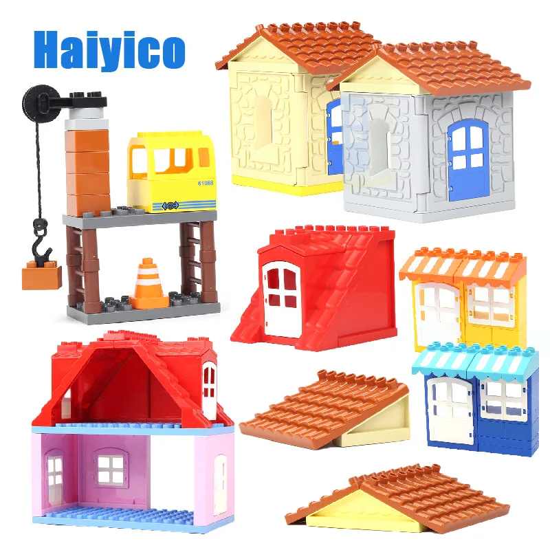 

Large Particles Model Action Figures Accessories Set Building Blocks DIY Toys Bricks set Compatible Duploe roof house wall