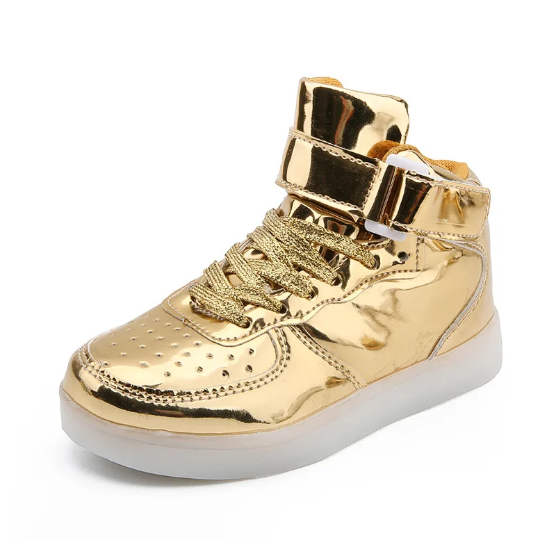 Лидер продаж; Роскошная Брендовая обувь золотого и серебряного цвета со светодиодной подсветкой; мужская светящаяся обувь на плоской подошве; высокие ботинки с подсветкой для взрослых; большие размеры 46