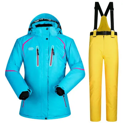 MUTUSNOW женский лыжный костюм лыжный сноуборд куртка брюки супер теплый с капюшоном зимняя одежда брюки ветрозащитный водонепроницаемый пальто брюки - Цвет: color 9