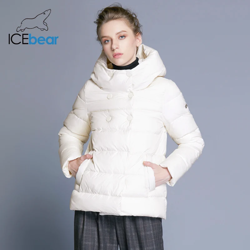 ICEbear 2018 Short Women Parkas Cotton Padded Jacket New Fashion Women's Windproof Thin Cotton Jacket Warm Jacket B16G6117D
