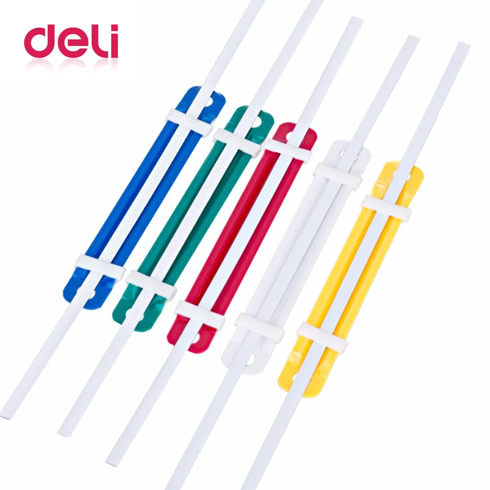 Deli 50pcs/pack Double Hole Plastic Binding Clip Hole Punch Colorful