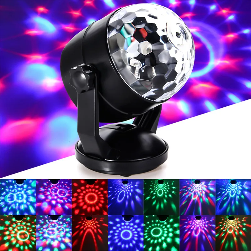 

Mini 5V LED RGB Stage Light Voice Control Magic Ball Laser Stage Lighting Effect For Disco Crystal Effect DJ Club Bar Party Pub
