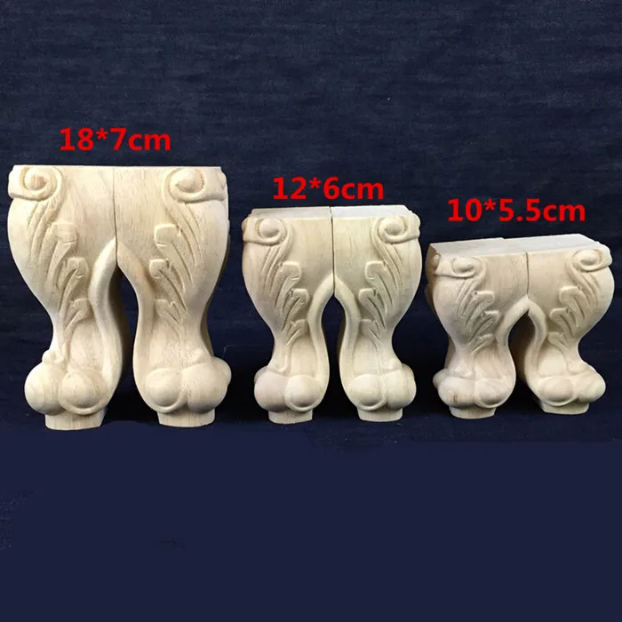 

4PCS/lot 10x5.5cm European Style Solid Wood Carved Furniture Foot Legs TV Cabinet Seat Feets Sofa legs carved table legs