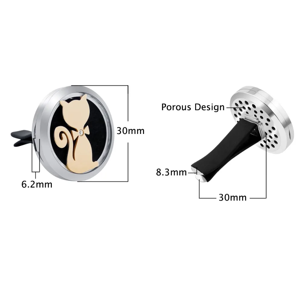 Автомобильный медальон для ароматерапии в виде кошки, подвески, эфирные масла, диффузор из нержавеющей стали, автомобильный медальон с подушечками, Прямая поставка